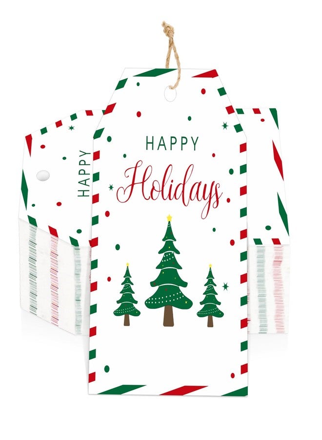 جيجاكرافت بطاقات هدايا عيد الميلاد من jijAcraft مع خيط - 50 قطعة، بطاقات أسماء بيضاء لشجرة عيد الميلاد، مقاس 3.3 × 2.1 بوصة، مناسبة لهدايا الحفلات، والأعمال اليدوية، وأكياس الحلوى. - Image 1